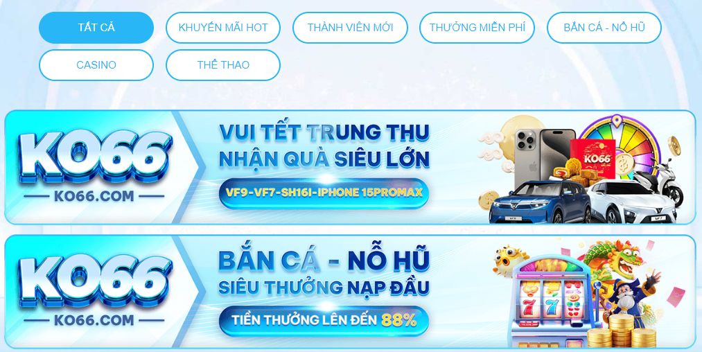 Khuyến mãi KO66 ngập tràn, đa dạng và hấp dẫn